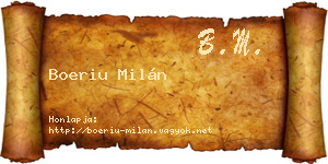 Boeriu Milán névjegykártya